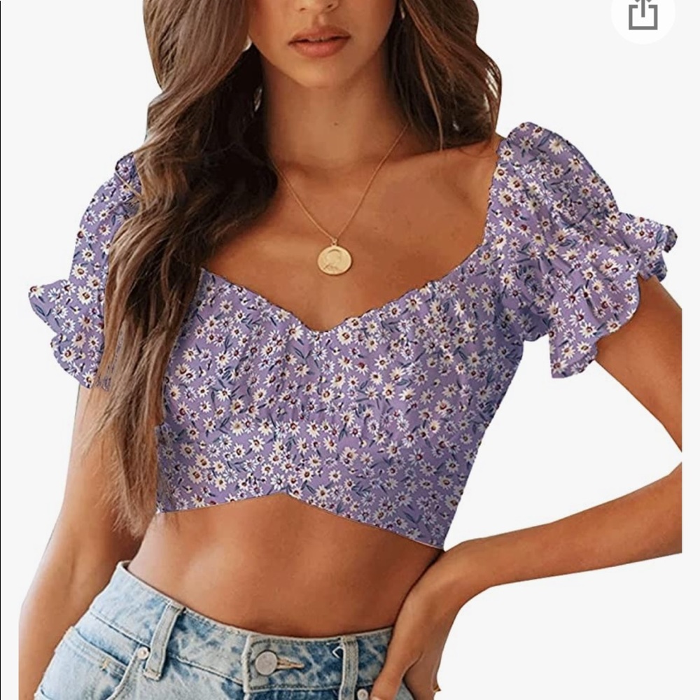 NWOT LYANER Ruffle Crop Top